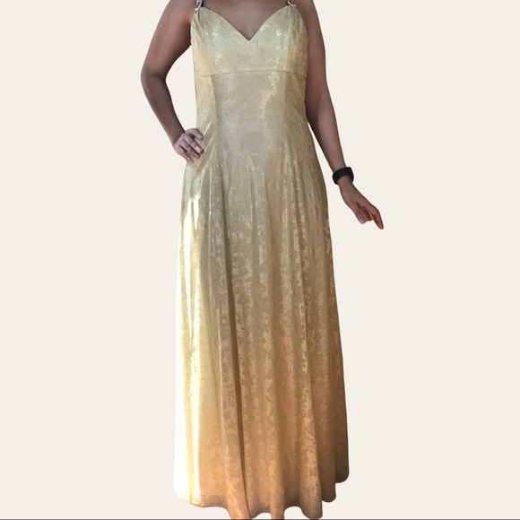 Vintage Scott McClintock‎ Dress Womens 6 Gold Shimmer Formal Maxi Lined - Picture 2 of 10